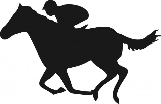 Horse with Jockey Silhouettes Laser Cut Appliques (Size: with FUSIBLE - 8"W, Direction: facing left)