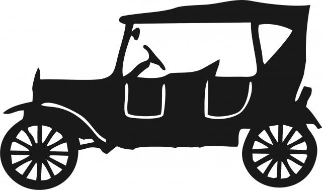 Antique Vintage Model "T" Silhouette Laser Cut Appliques (Direction: facing left, Size: 8"W)