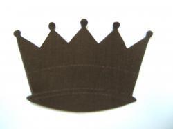 Crown Laser Cut Appliques (Size: with FUSIBLE - 5"W, Color: Brown  )
