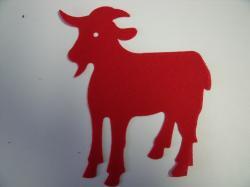 Goat laser Cut Appliques (Size: 5"H, Color: Red  , Direction: Facing right)