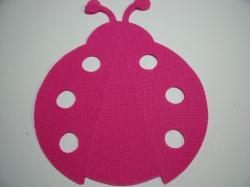 Ladybug Laser Cut Appliques (Size: with FUSIBLE - 4"H, Color: Hot Pink )