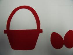 Easter Basket w/Eggs Laser Cut Appliques (Size: 5"H, Color: Red )