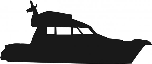 Cabin Cruiser Silhouette Laser Cut Appliques (Size: 10"W, Direction: facing right)