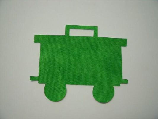 Christmas Train Caboose Laser Cut Appliques (Size: with FUSIBLE - 4"H, Color: Tonal - Green)