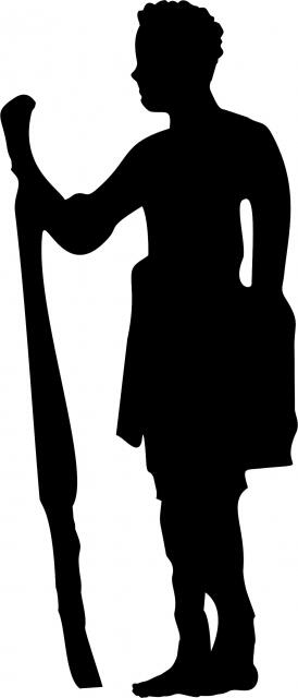 Aboriginal Hunter #2 Laser Cut Silhouette  (Size: with FUSIBLE - 9"H, Direction: facing left)