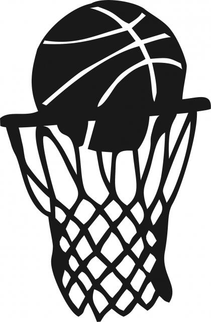 Basketball in Net Laser Cut Appliques (Size: 8"H, Color: Black)