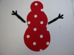 Christmas Snowman Laser Cut Appliques (Size: 4"H, Color: Red  Polka Dot)