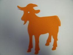 Goat laser Cut Appliques (Size: 4"H, Color: Orange  , Direction: Facing left)