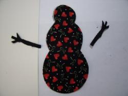 Christmas Snowman Laser Cut Appliques (Size: 5"H, Color: Black Hearts & Ribbons)