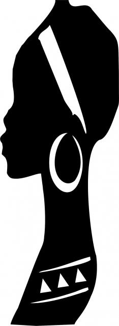 African Woman - Tabia Silhouette Laser  Cut Appliques (Direction: facing left, Size: with FUSIBLE - 9"H)