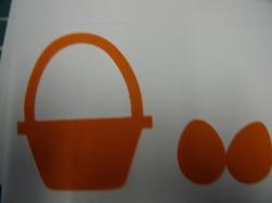 Easter Basket w/Eggs Laser Cut Appliques (Size: with FUSIBLE - 4"H, Color: Orange  )