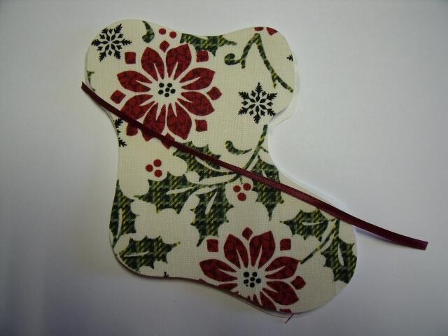 Christmas Stocking Laser Cut Appliques (Size: 4"H, Color: Poinsettia Print, Direction: Facing right)
