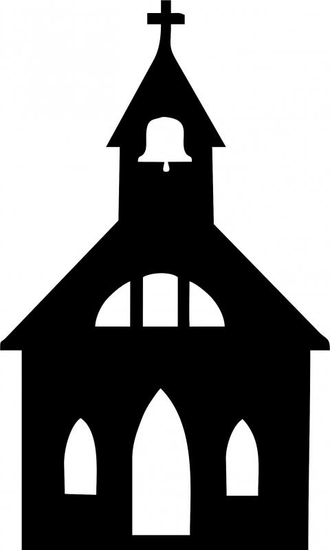 Church #2 Silhouette Laser Cut Applique (Size: with FUSIBLE - 8"H)