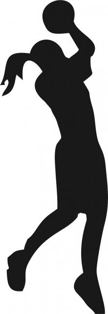 Female Basketball Shooter Silhouette Laser Cut Appliques (Size: 10"H, Direction: facing right)