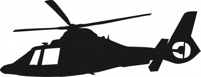 Helicopter Dolphin-65 Silhouette Laser Cut Appliques (Direction: facing left, Size: with FUSIBLE -7"W)