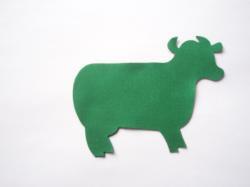 Cow Laser Cut Appliques (Size: 5"W, Color: Green  , Direction: Facing right)