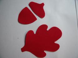 Acorn & Leaf Set Laser Cut Appliques (Size: 5"H, Color: Red  )