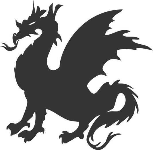 Dragon #1 Silhouette Laser Cut Appliques (Size: 12"W, Direction: Facing left)