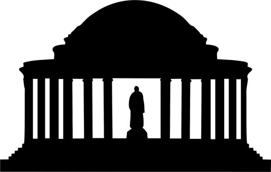 Jefferson Memorial Silhouette Laser Cut Appliques (Size: 10"H)