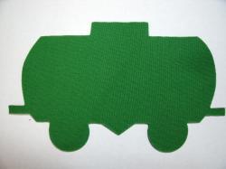 Christmas Train Tank Car Laser Cut Appliques (Size: with FUSIBLE - 5"H, Color: Green  )