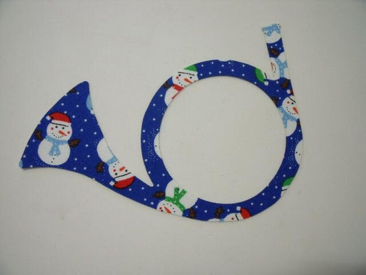 Christmas Horn Laser Cut Appliques (Size: 4"W, Color: Blue Snowmen, Direction: Facing right)