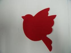 Bird Laser Cut Appliques (Size: with FUSIBLE - 4"H, Color: Red  , Direction: Facing right)