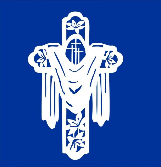 Cross #9 Silhouette Laser Cut Appliques (Size: with FUSIBLE - 15"H, Color: White)