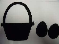 Easter Basket w/Eggs Laser Cut Appliques (Size: 4"H, Color: Black )
