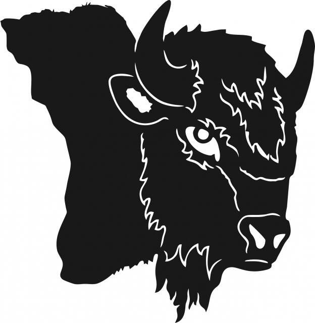 Buffalo Head Silhouette Laser Cut Appliques (Size: WITH Backing - 8"H, Direction: facing right)