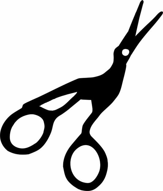 Embroidery Scissors - Stork Silhouette Laser Cut Appliques (Direction: facing right, Size: WITH Fusible - 8"W)