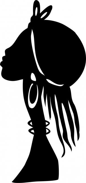 African Woman - Farai Silhouette Laser  Cut Appliques (Size: 9"H, Direction: facing left)