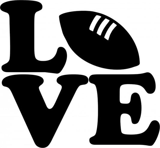 KIT - LOVE - Football Laser Cut Silhouettes (Size: WITH fusible - 5"H, Color: Black)