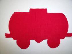 Christmas Train Tank Car Laser Cut Appliques (Size: with FUSIBLE - 4"H, Color: Red )