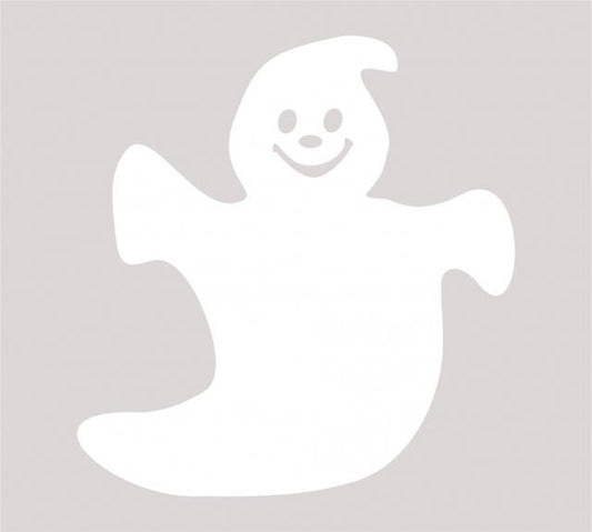 Halloween Happy Ghost Laser Cut Appliques (Size: with FUSIBLE - 5"H, Color: White  )