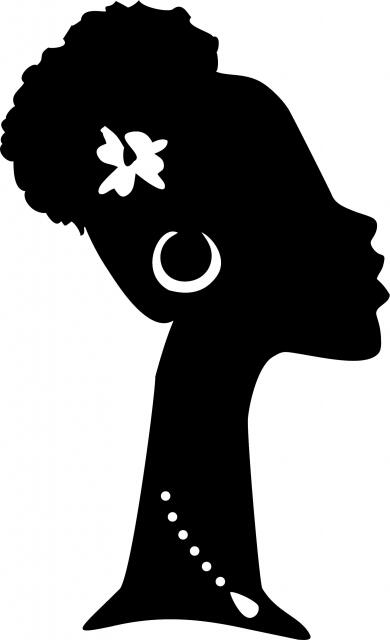 African Woman - Zahara Silhouette Laser  Cut Appliques (Size: 10"H, Direction: facing right)