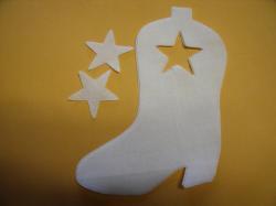 Cowboy Boot Laser Cut Appliques (Size: 4"H, Color: White  , Direction: Facing left)
