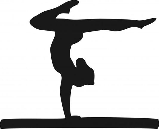 Gymnast on Balance Beam Silhouette Laser Cut Appliques (Size: 10"W, Direction: facing right)