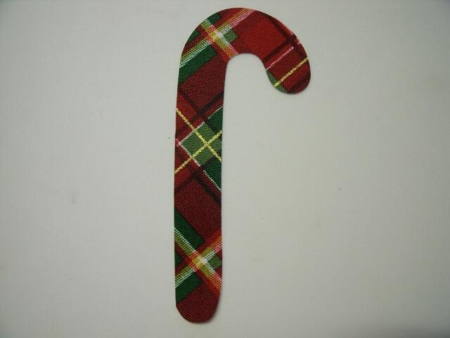 Christmas Candy Cane Laser Cut Appliques (Size: 4"H, Color: Red & Green Plaid, Direction: Facing right)