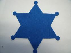 Badge Laser Cut Appliques (Size: with FUSIBLE - 6"H, Color: Blue )