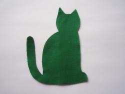 Cat Laser Cut Appliques (Size: with FUSIBLE - 4"H, Color: Green , Direction: Facing right)