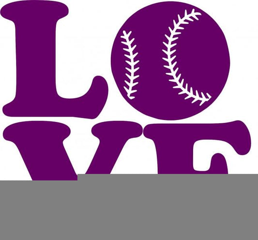 KIT - LOVE - Baseball Laser Cut Silhouettes (Size: WITH fusible - 3"H, Color: Purple)
