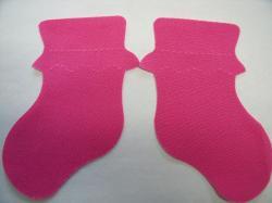 Baby Bootie Pair Laser Cut Appliques (Size: with FUSIBLE - 6"H, Color: Hot Pink )