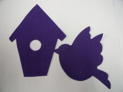 Bird with Birdhouse Set Laser Cut Applique  (Size: 4"H, Color: Purple  )