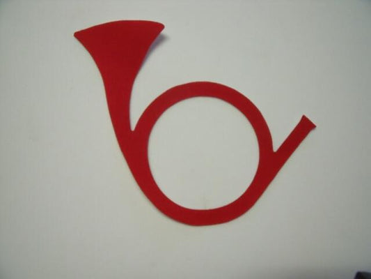Christmas Horn Laser Cut Appliques (Size: 4"W, Color: Red  , Direction: Facing left)