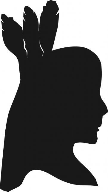 Native American Maiden Portrait Silhouette Laser Cut Appliques (Size: 9"H, Direction: facing right)