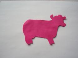 Cow Laser Cut Appliques (Size: 5"W, Color: Hot Pink  , Direction: Facing left)
