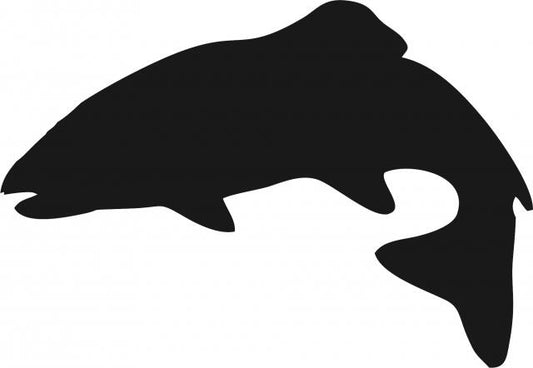 Fish - Trout Silhouette Laser Cut Appliques (Size: with FUSIBLE - 7"W, Direction: jumping left)
