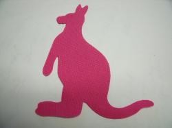 Kangaroo Laser Cut Appliques (Size: with FUSIBLE - 4"H, Color: Hot Pink , Direction: Facing right)