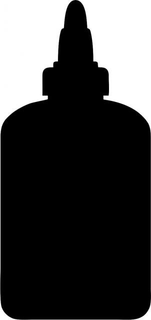 Glue Bottle Silhouette Laser Cut Appliques (Size: WITH Fusible - 6"H, Color: black)