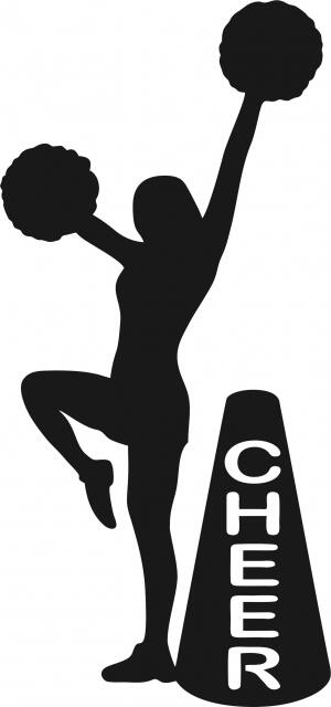 Cheerleader with Megaphone Laser Cut Appliques (Size: 10"H, Direction: facing left)